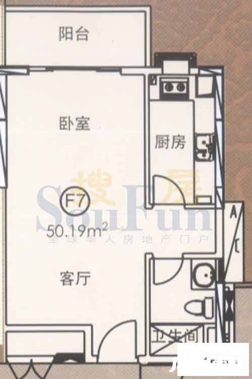 鋆林花园1室1厅1卫50.2㎡户型图