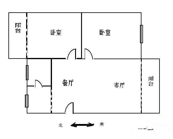 旭日雅苑2室2厅1卫80㎡户型图