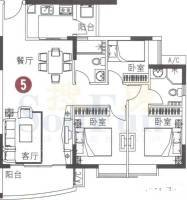 海富花园三期3室2厅2卫96㎡户型图