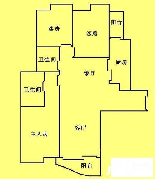 领峰园3室2厅2卫152㎡户型图