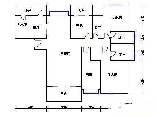 领峰园3室3厅3卫223㎡户型图