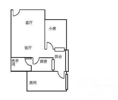 晓港湾美华苑2室2厅1卫53㎡户型图