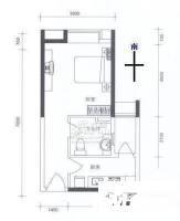 三眼井社区1室1厅1卫38㎡户型图