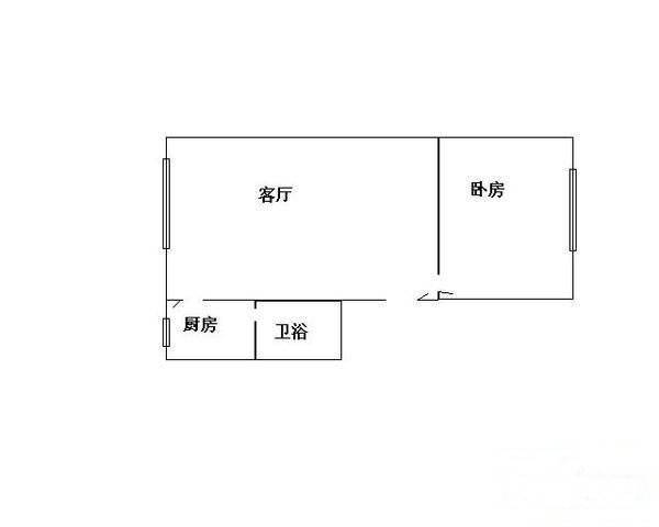 共和西路小区1室1厅1卫28㎡户型图