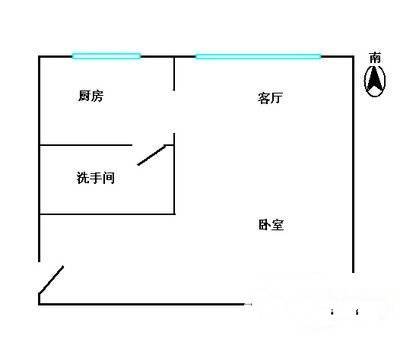 天河紫荆花园1室1厅1卫44㎡户型图