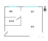 天河紫荆花园1室1厅1卫44㎡户型图