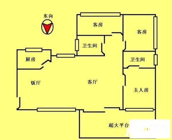 新城海滨花园3室2厅2卫145㎡户型图