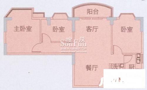 荔尚国际3室2厅1卫99.9㎡户型图