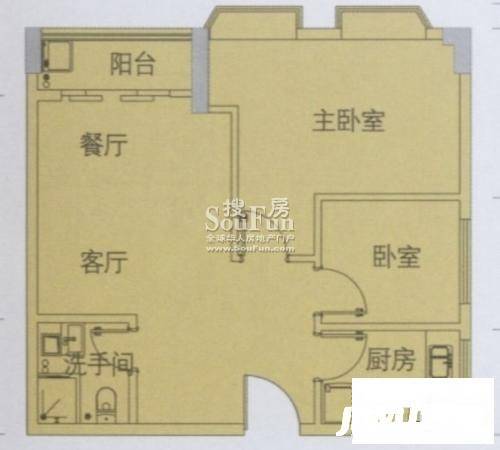 荔尚国际2室2厅1卫66.5㎡户型图