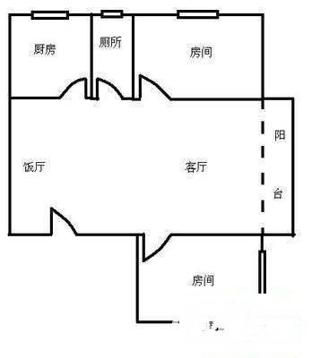 横枝岗56号大院3室2厅1卫98㎡户型图