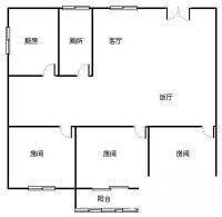 五羊新城H区3室2厅1卫77㎡户型图