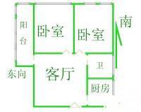 江岭东小区2室1厅1卫52㎡户型图