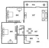 东兴中街小区2室2厅1卫75㎡户型图