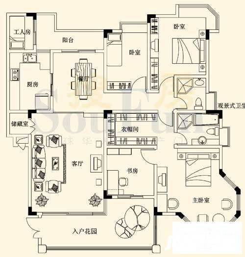 新康花园新雅苑4室2厅2卫133㎡户型图