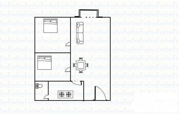 中区西城路小区2室2厅1卫70㎡户型图