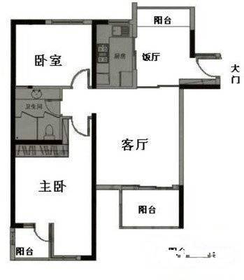 万科金色家园(越秀)2室2厅1卫94㎡户型图