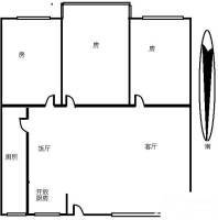 东山口教工新村3室2厅1卫78㎡户型图