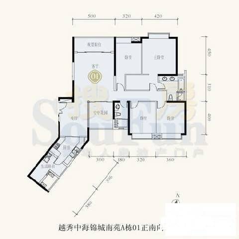 锦城南苑4室2厅2卫190.4㎡户型图