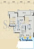 中海金沙馨园3室2厅2卫98.4㎡户型图