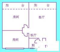 天河侨苑小区2室2厅1卫68㎡户型图