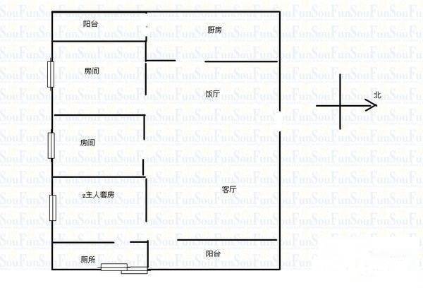 富和小区3室2厅1卫118㎡户型图