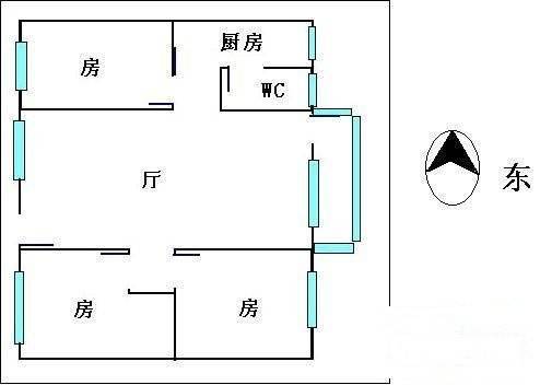 兴云路小区3室1厅1卫85㎡户型图