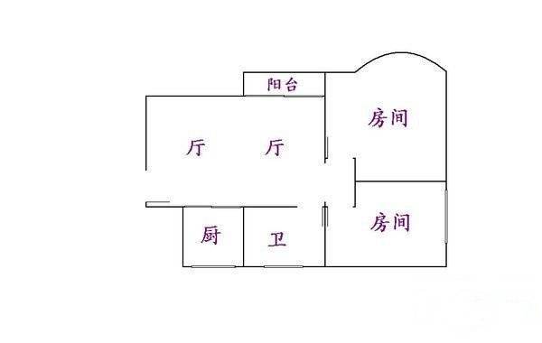 金钟横路竹园小区2室2厅1卫69㎡户型图