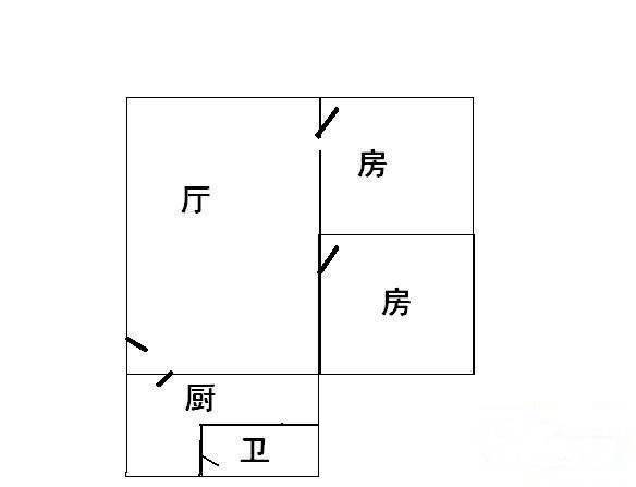 金钟横路竹园小区2室1厅1卫69㎡户型图