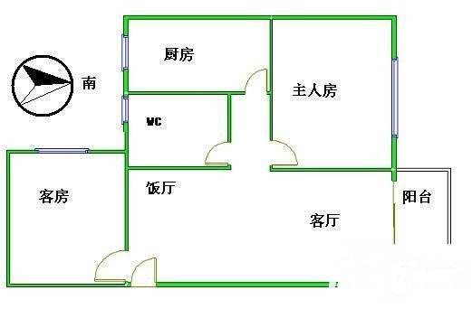 金钟横路竹园小区2室2厅1卫69㎡户型图