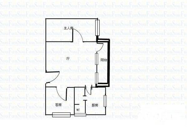 金钟横路竹园小区2室1厅1卫69㎡户型图