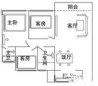 美林湖畔3室2厅2卫90㎡户型图