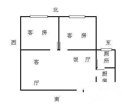 天鸿阁2室2厅1卫86㎡户型图