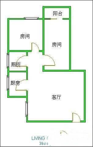 天鸿阁2室1厅1卫92㎡户型图