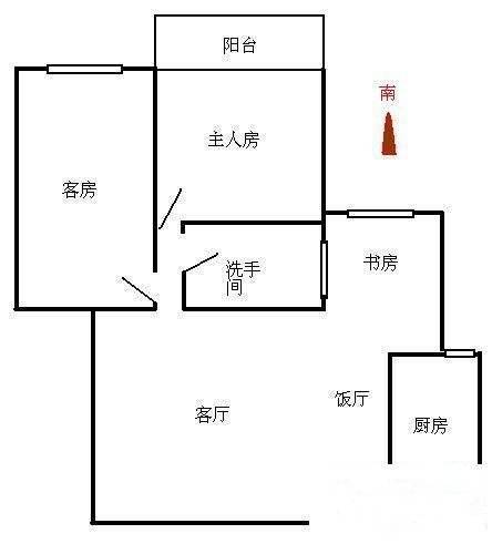 天鸿阁3室2厅1卫106㎡户型图