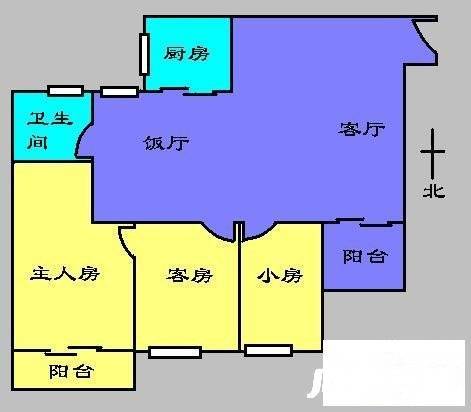 海珠鸿运花园3室2厅1卫95㎡户型图