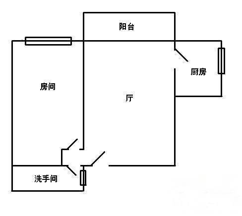 海珠鸿运花园1室1厅1卫37㎡户型图