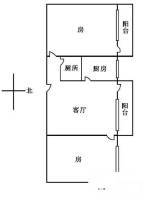 仁秀里2室1厅1卫61㎡户型图