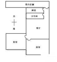 较场东路小区2室1厅1卫56㎡户型图