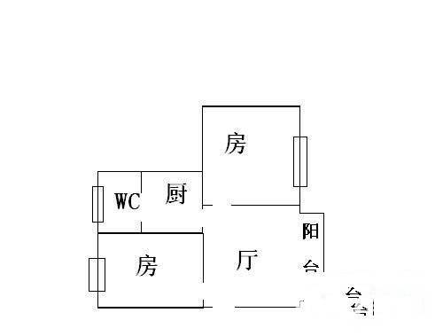 海印居远安楼2室2厅1卫50㎡户型图