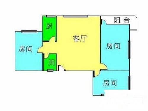 棠德花园3室1厅1卫73㎡户型图