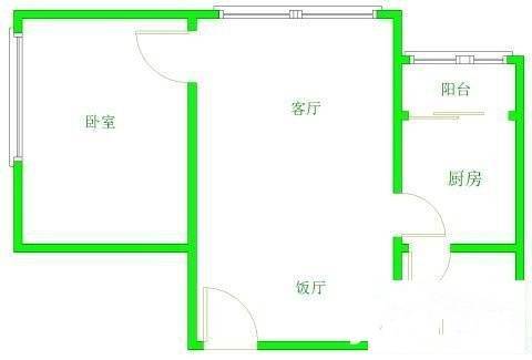 棠德花园1室1厅1卫54㎡户型图