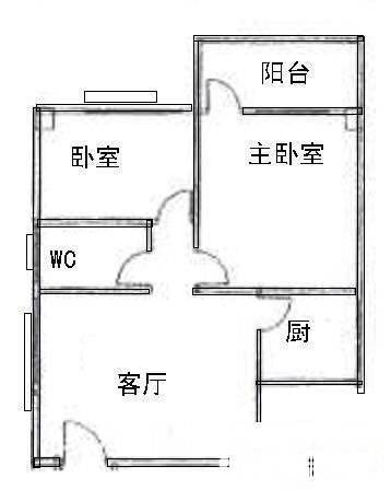 员村东成花苑2室1厅1卫58㎡户型图