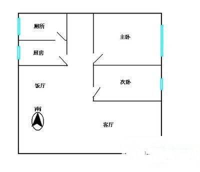 晓景园2室1厅1卫70㎡户型图