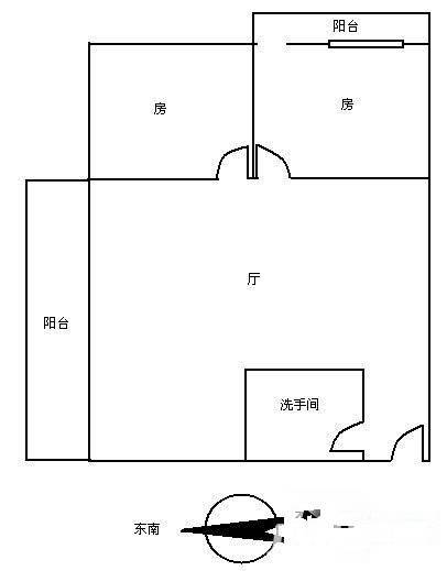 晓景园2室2厅1卫61㎡户型图