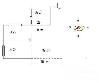 东城小区2室2厅1卫65㎡户型图