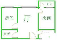 南华中路小区2室1厅1卫52㎡户型图