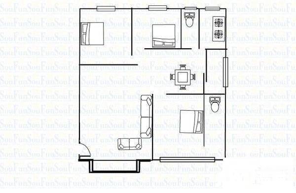 荔城和平路小区3室2厅1卫80㎡户型图