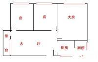 增槎路小区3室1厅1卫62㎡户型图