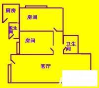 增槎路小区2室1厅2卫44㎡户型图