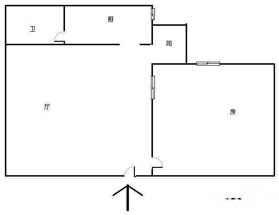 增槎路小区1室1厅1卫45㎡户型图